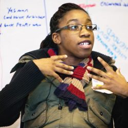 young disabled woman speaking