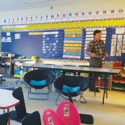 Large classroom and teacher