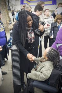 Michelle Daley greets Marsha Cordova MP