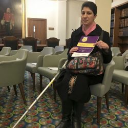 ALLFIE Researcher and Accessibility Plans report author, Dr Armineh Soorenian with the report