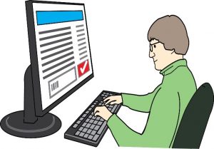 Student working at a computer