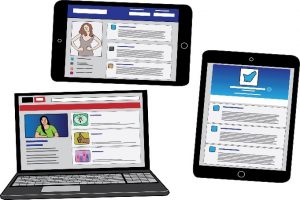 Computers and tablets with a question mark